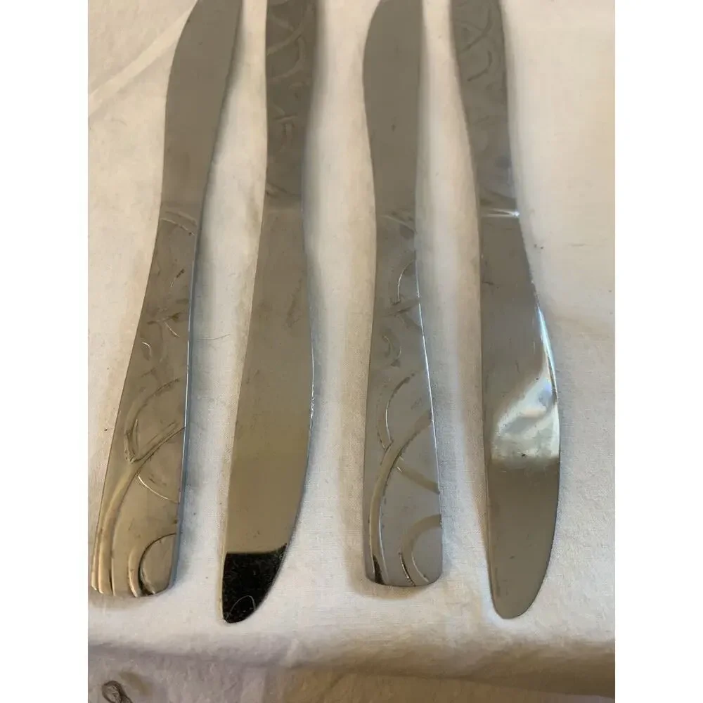 Cambridge Conquest Sand Knifes Stainless Steel Lot 4 Vintage Flatware China